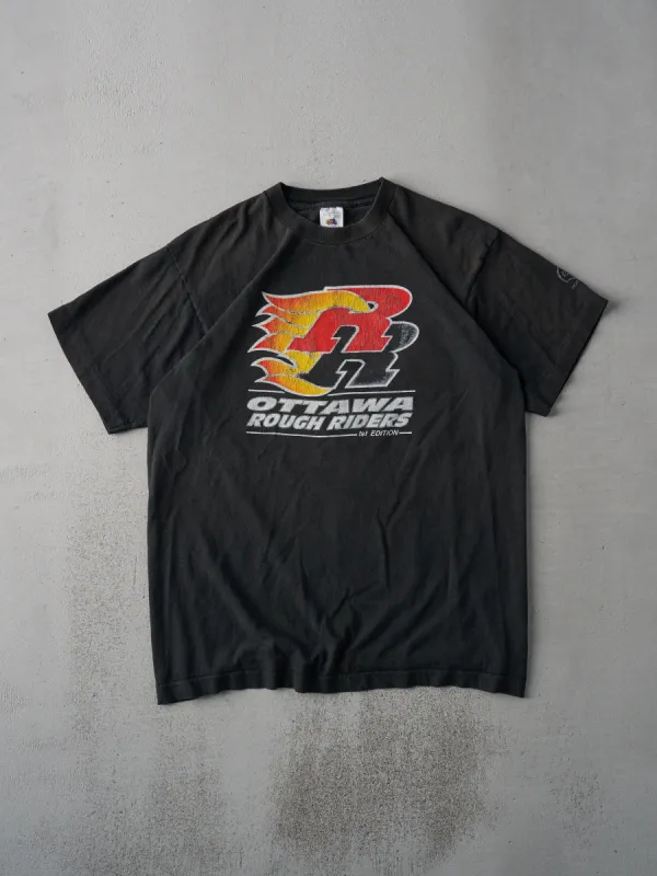 Vintage 90s Black Ottawa Rough Riders CFL Single Stitch Tee (L) sold by Rebalance Vintage