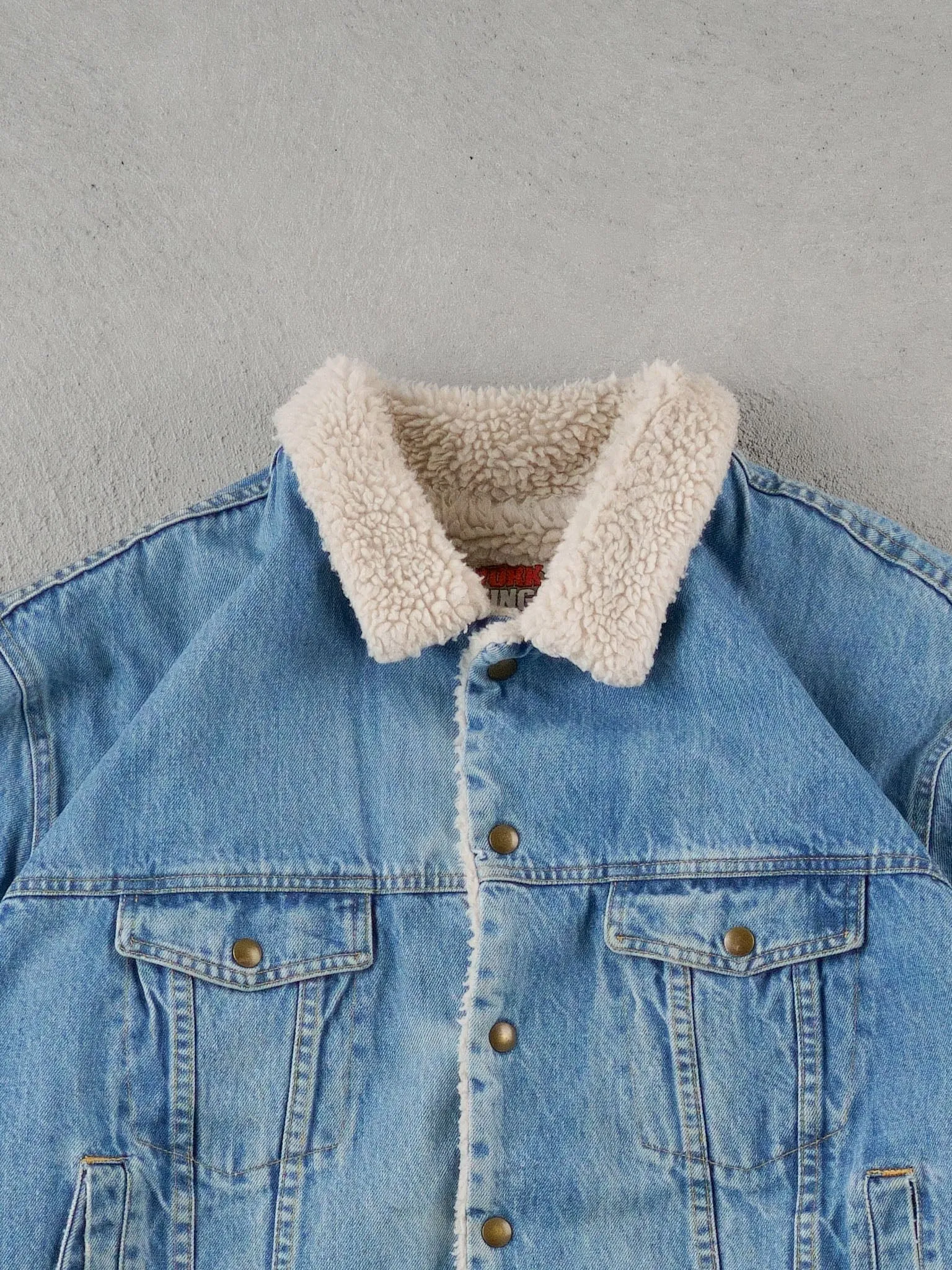 Vintage 90s Light Blue Work King Denim Sherpa Jacket (XL) sold by Rebalance Vintage product image thumbnail 2