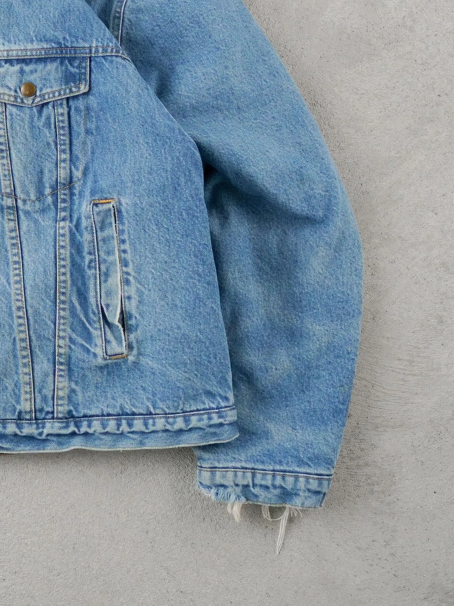 Vintage 90s Light Blue Work King Denim Sherpa Jacket (XL) sold by Rebalance Vintage product image thumbnail 3