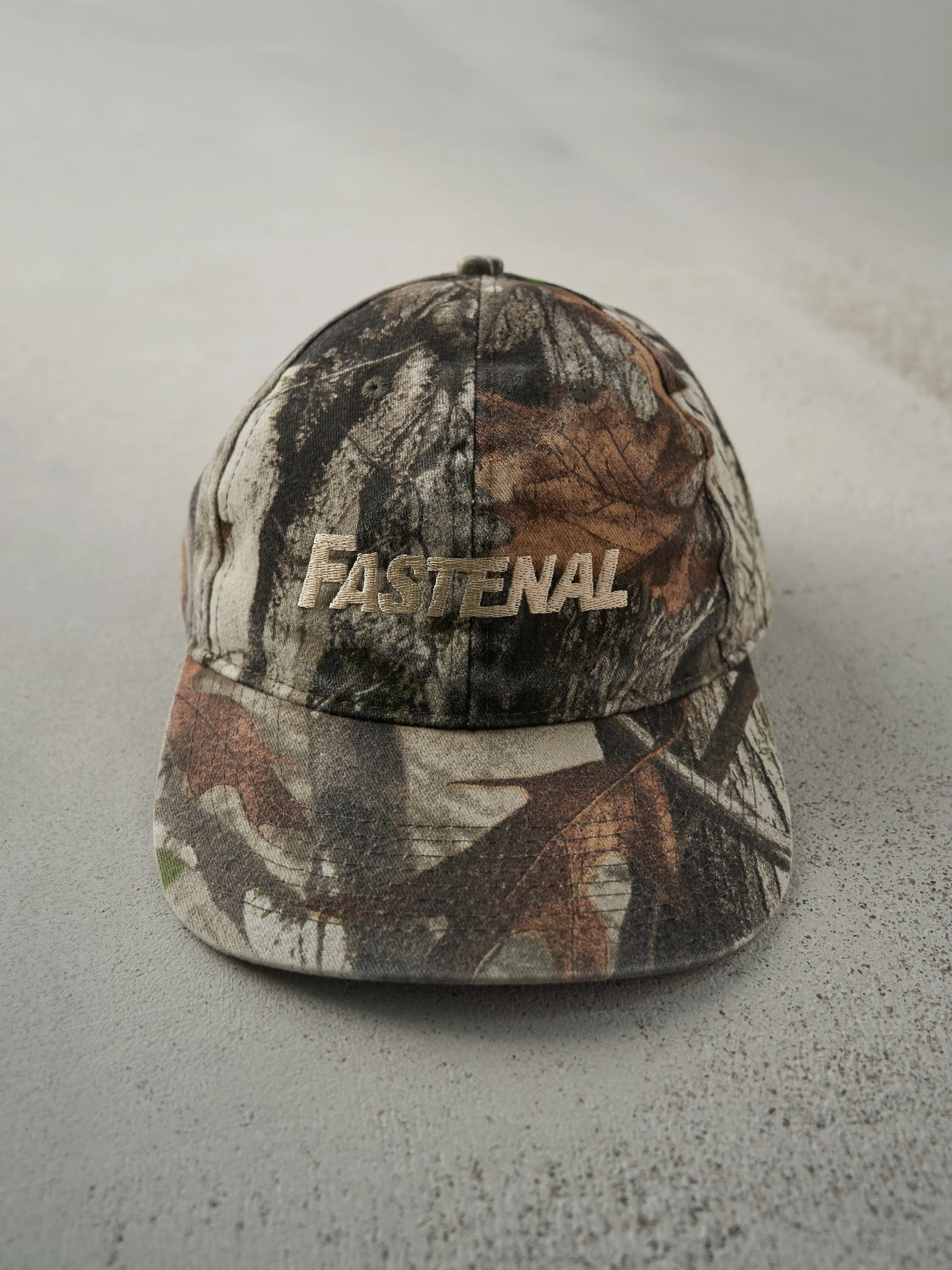 Vintage Y2K Camo Embroidered Fastenal Velcro Back Hat sold by Rebalance Vintage