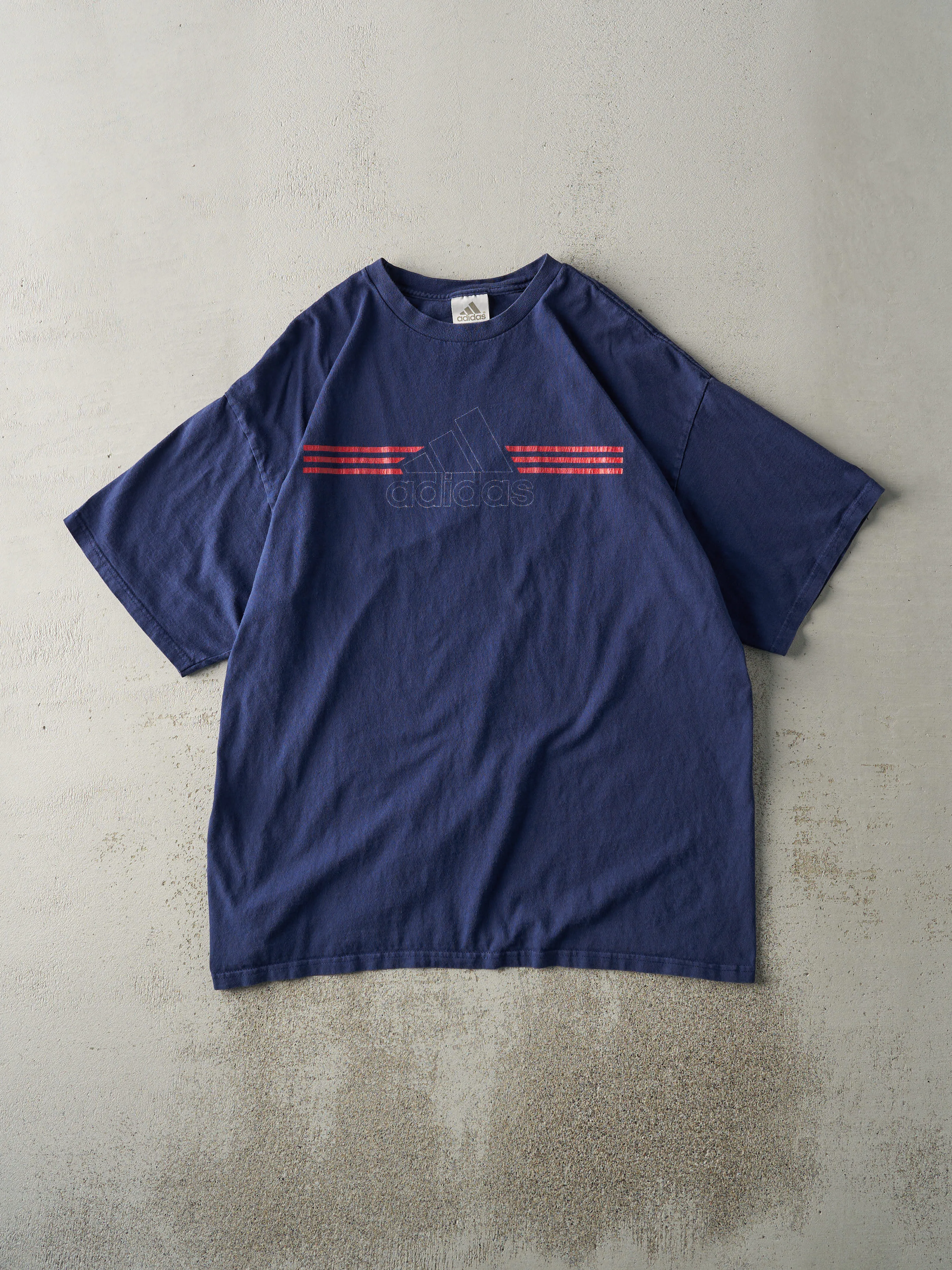 Vintage Y2K Navy Blue Adidas Logo Tee (L/XL) sold by Rebalance Vintage