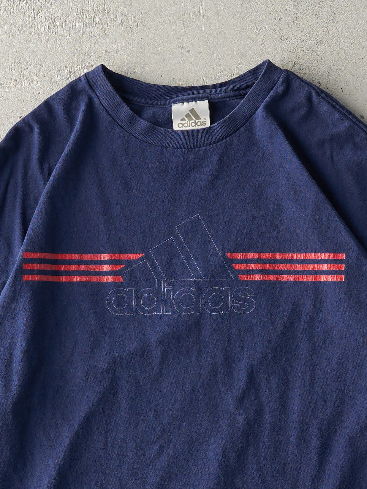 Vintage Y2K Navy Blue Adidas Logo Tee (L/XL) sold by Rebalance Vintage product image thumbnail 2