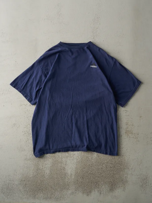 Vintage 90s Navy Blue Adidas Embroidered Logo Tee (L) sold by Rebalance Vintage