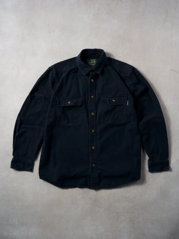 Vintage 90s Navy Blue Woolrich Collared Button Up (L) sold by Rebalance Vintage