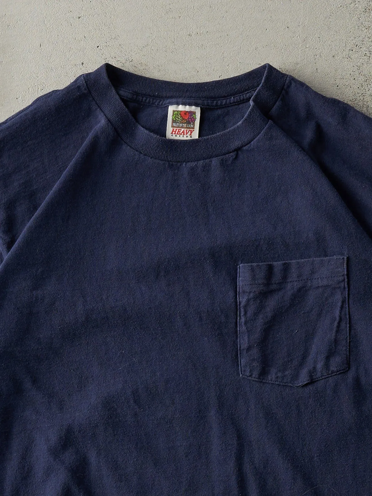 Vintage 90s Navy Blue Blank Pocket Tee (M) sold by Rebalance Vintage product image thumbnail 2