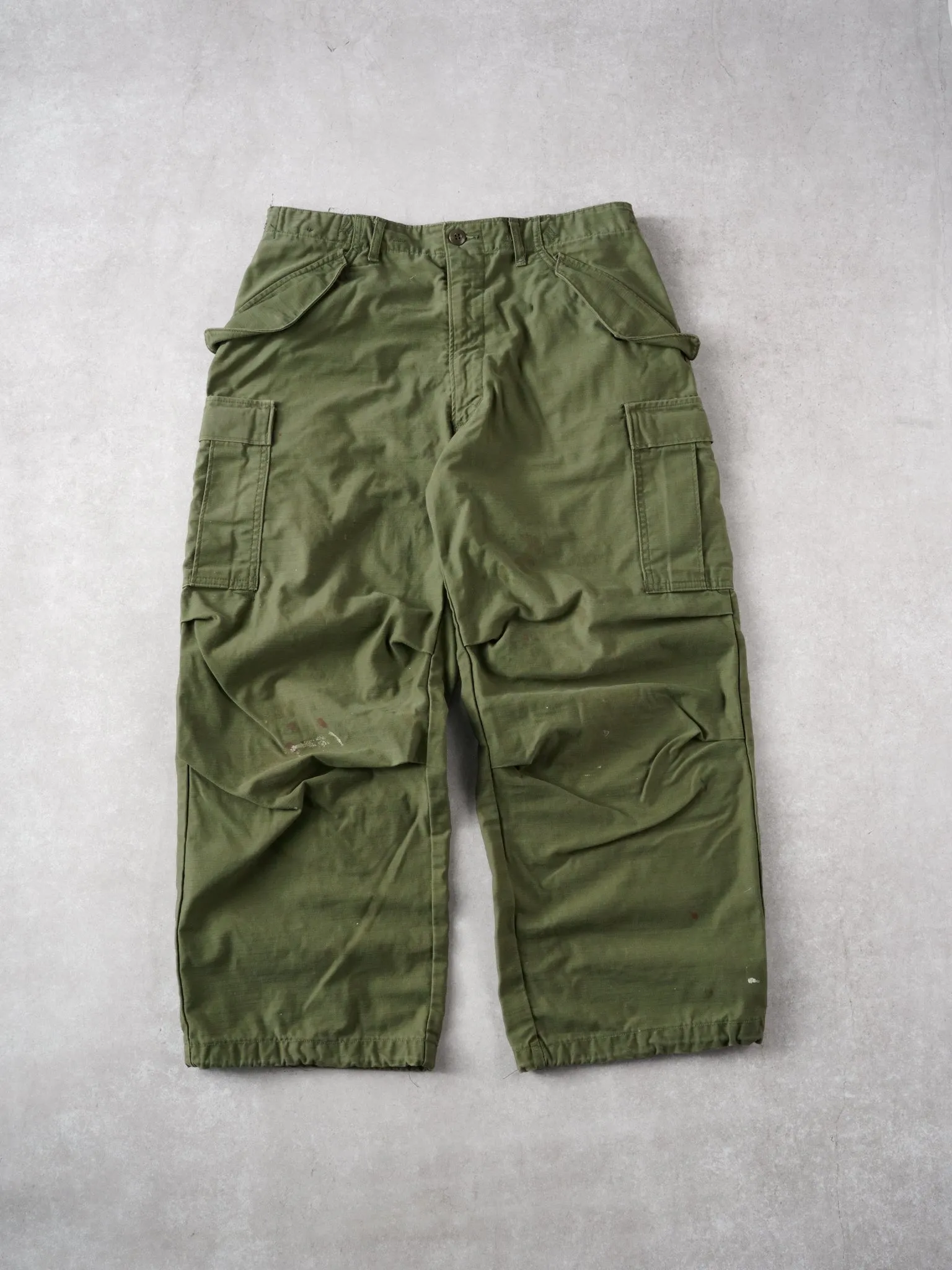 Vintage 90s Moss Green Army Parachute Pants (32x25) sold by Rebalance Vintage