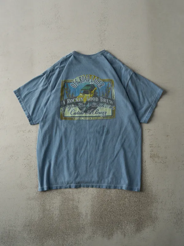 Vintage Y2K Washed Blue Off Road Lager Tee (L) sold by Rebalance Vintage