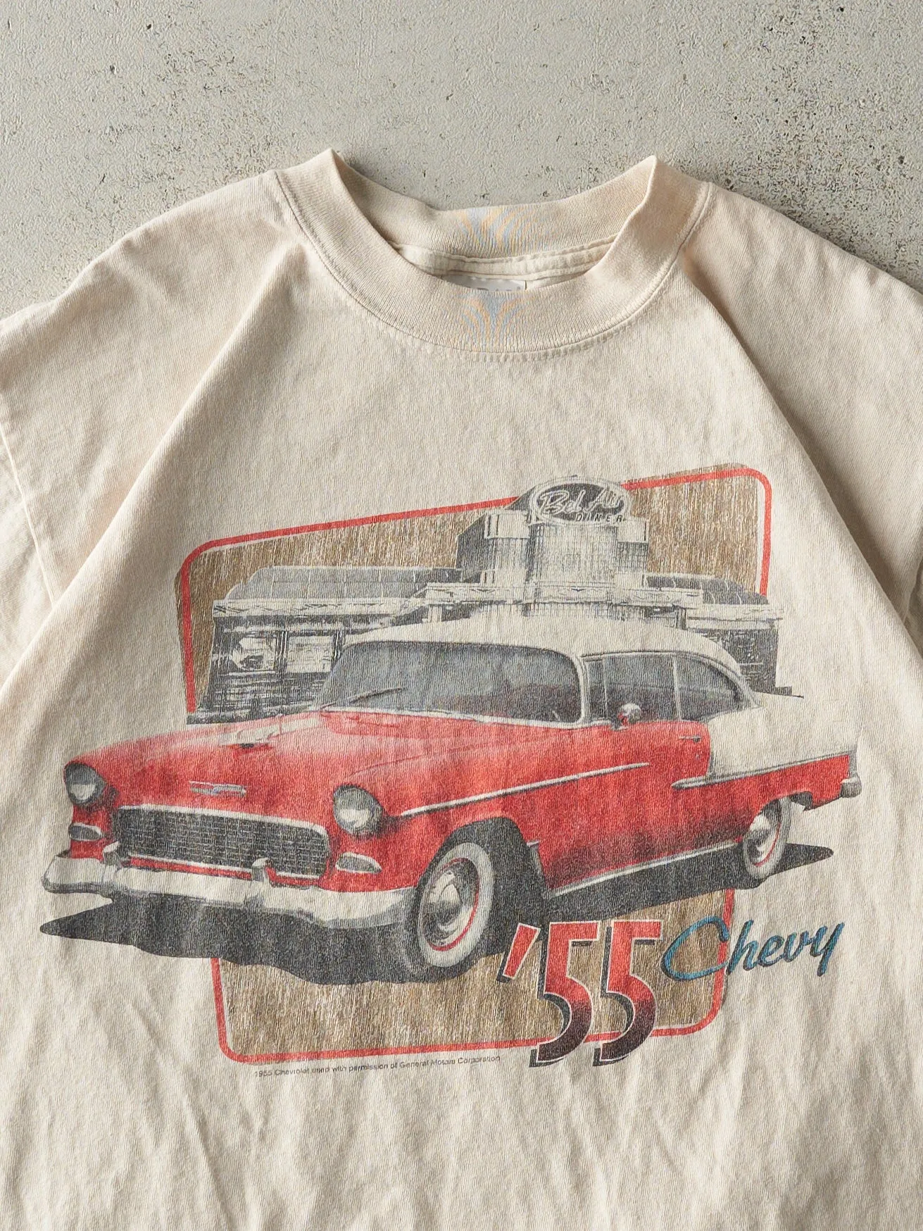 Vintage Y2K Beige 55' Chevy Tee (S/M) sold by Rebalance Vintage product image thumbnail 2