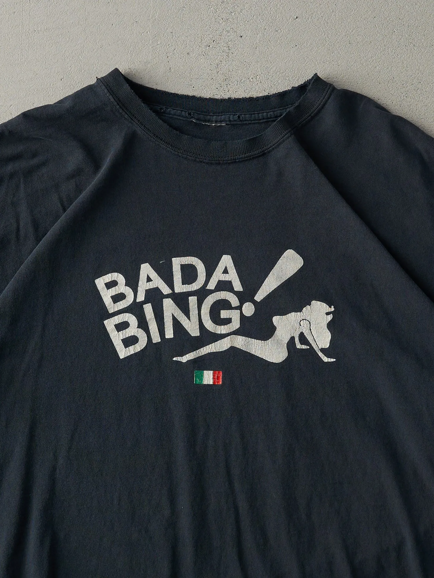 Vintage Y2K Black "Bada Bing!" Sopranos Knock Off Tee (M/L) sold by Rebalance Vintage product image thumbnail 2