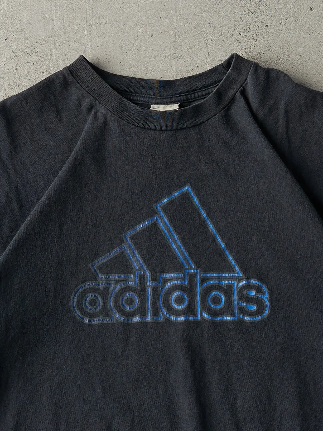 Vintage 90s Faded Black Adidas Logo Tee (M/L) sold by Rebalance Vintage product image thumbnail 2