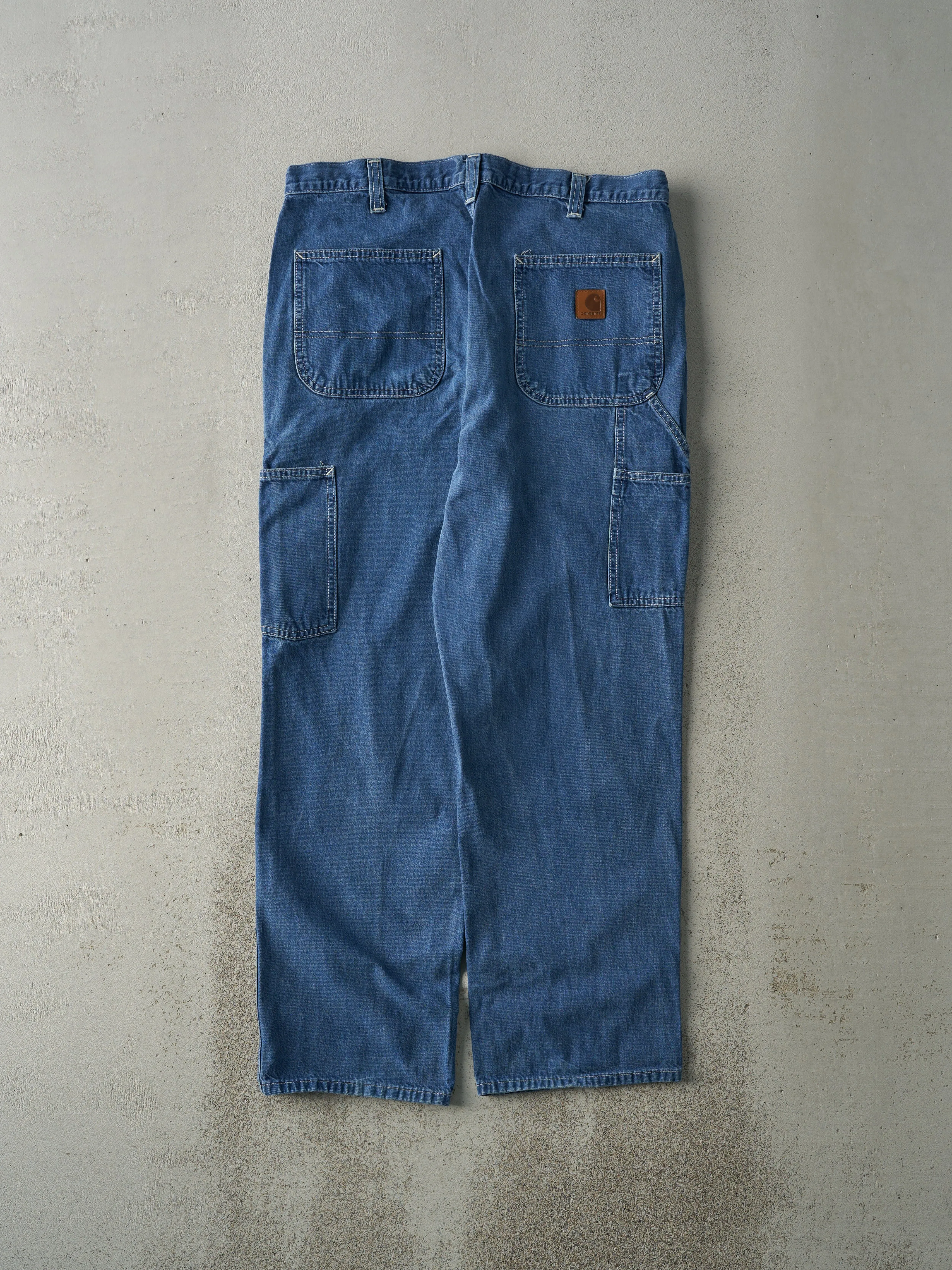Vintage Y2K Light Wash Dungaree Fit Carhartt Denim Work Pants (34x29) sold by Rebalance Vintage product image thumbnail 2