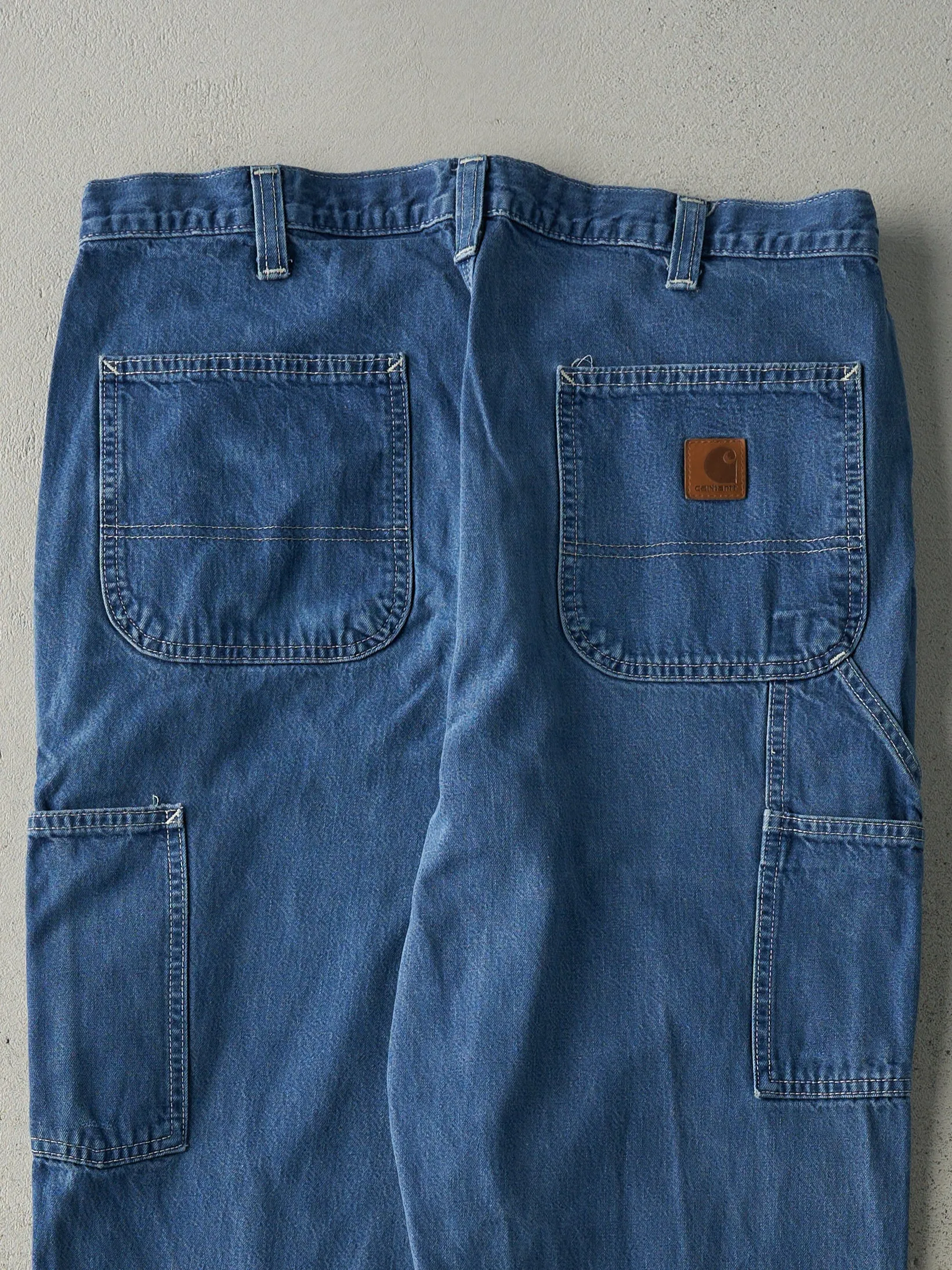 Vintage Y2K Light Wash Dungaree Fit Carhartt Denim Work Pants (34x29) sold by Rebalance Vintage product image thumbnail 4