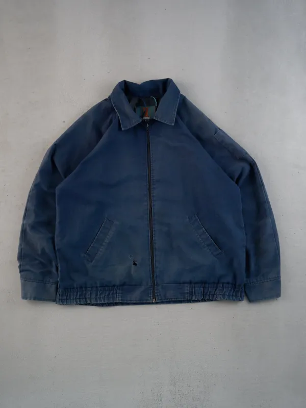 Vintage 80s Washed Navy Blue Hamill Collared Workwear Jacket (L) sold by Rebalance Vintage