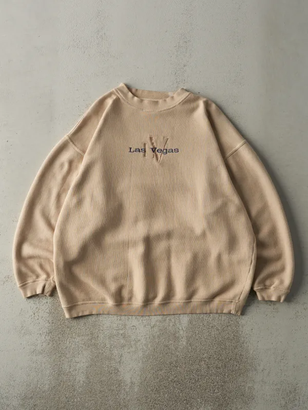 Vintage 90s Beige Las Vegas Embroidered Crewneck (XL) made by Rebalance Vintage