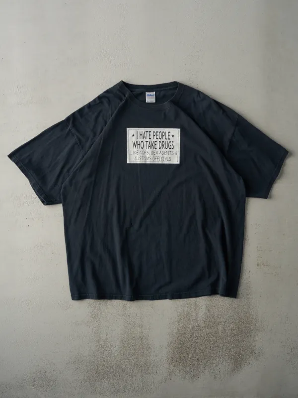 Vintage Y2K Black "I Hate People Who Take Drugs" Tee (XXL) sold by Rebalance Vintage