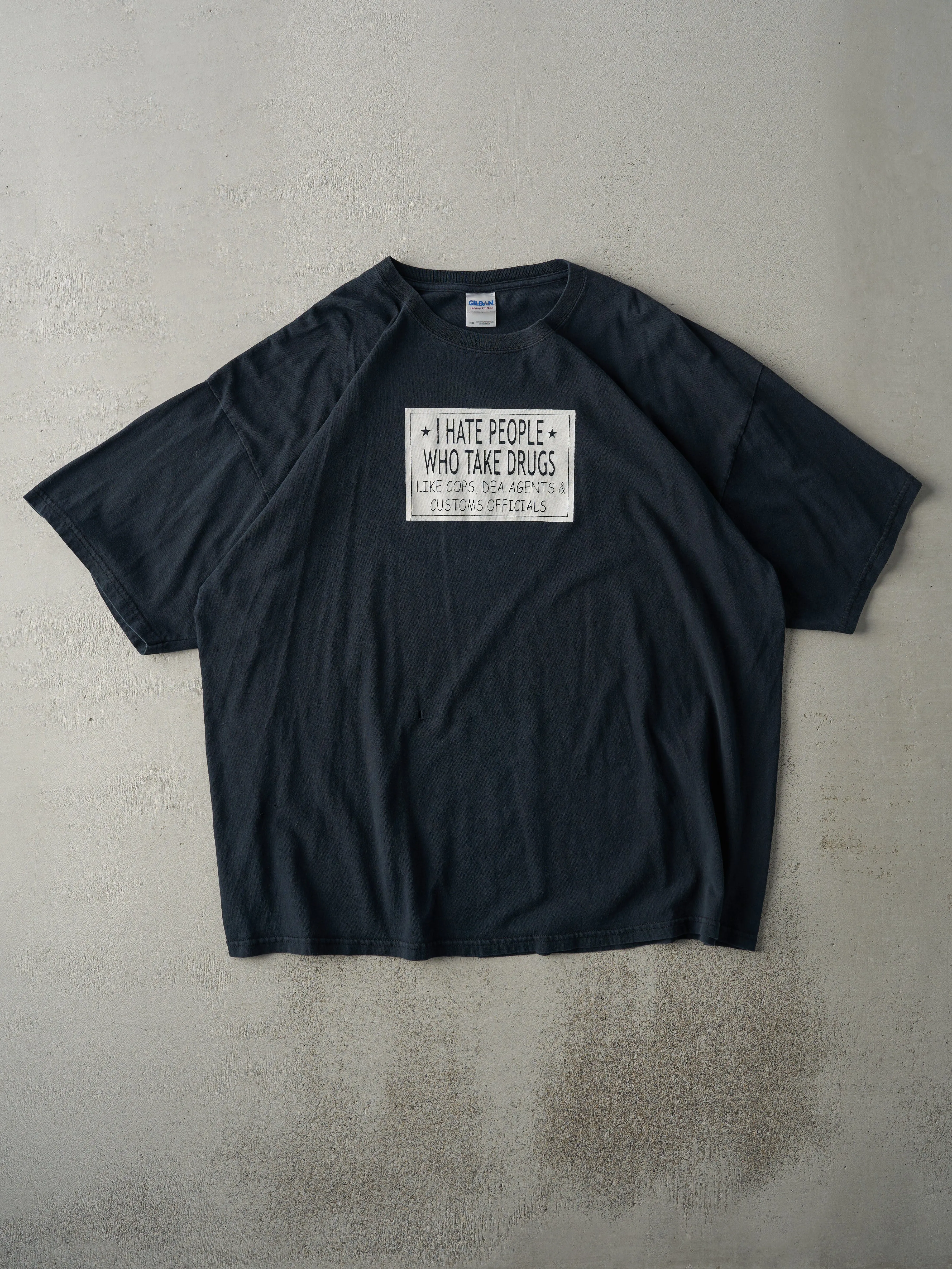 Vintage Y2K Black "I Hate People Who Take Drugs" Tee (XXL) sold by Rebalance Vintage