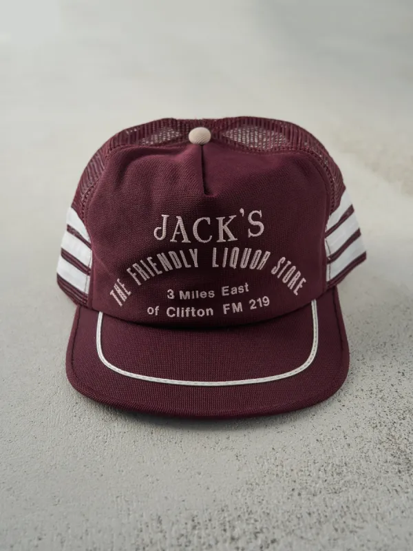 Vintage 70s Burgundy Jacks Liquor Store Trucker Hat sold by Rebalance Vintage