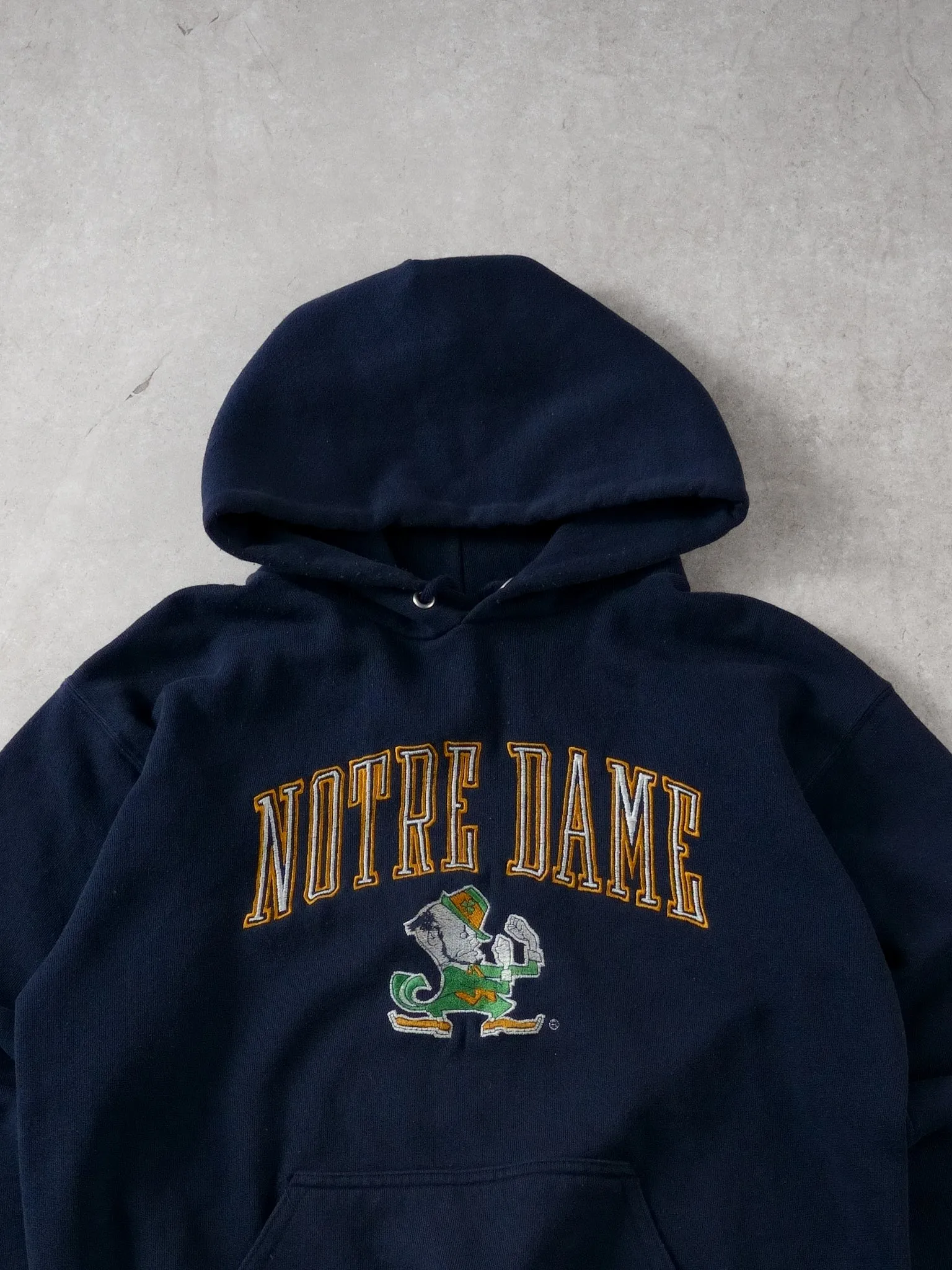 Vintage 90s Navy Blue Notre Dame Hoodie (M) sold by Rebalance Vintage product image thumbnail 2