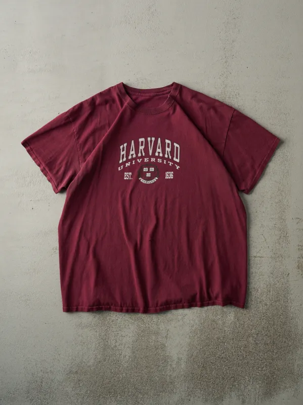 Vintage 90s Burgundy Harvard University Tee (L) sold by Rebalance Vintage