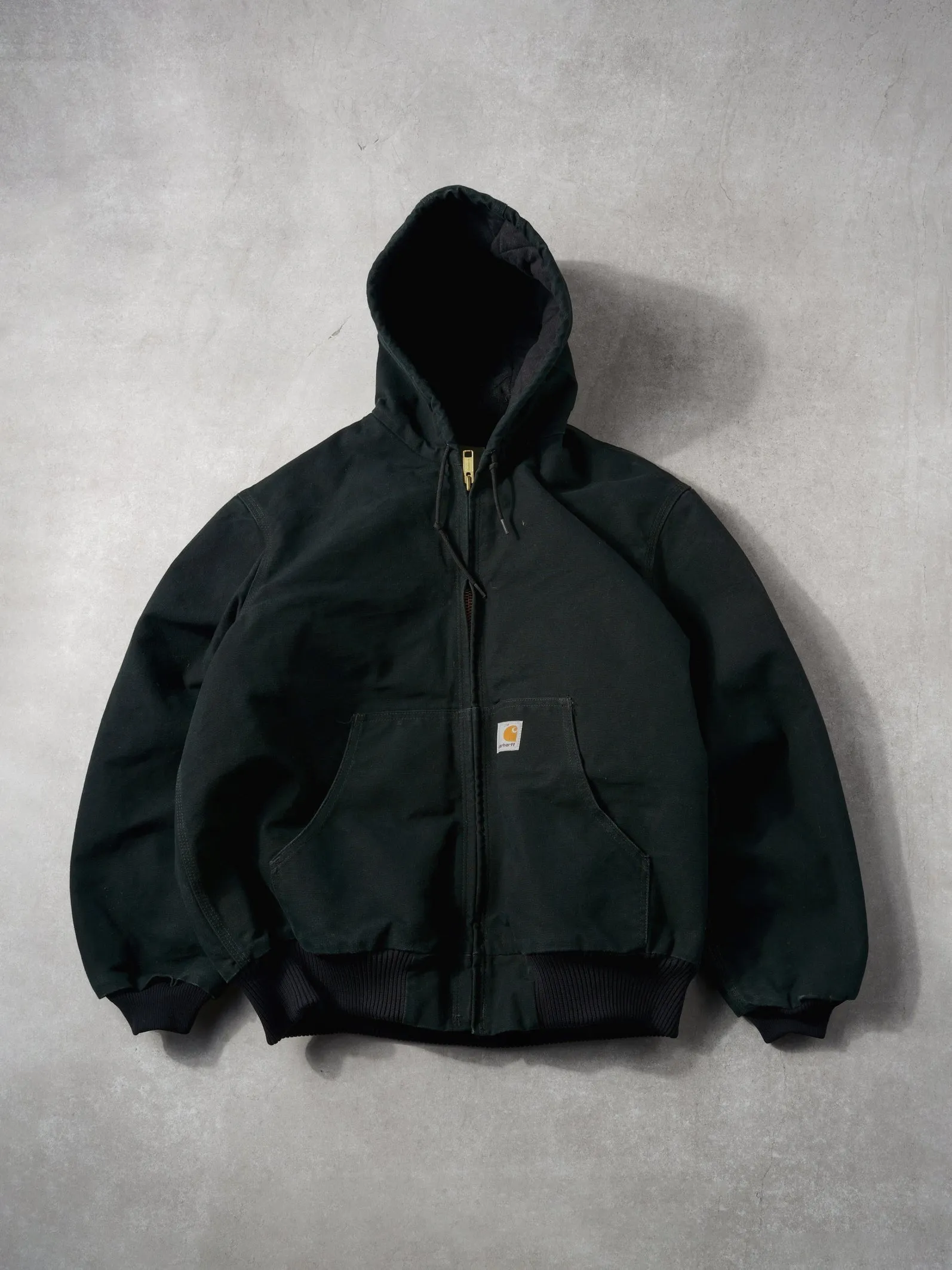 Vintage 90s Black Carhartt Hooded Lined Workwear Jacket (L) sold by Rebalance Vintage