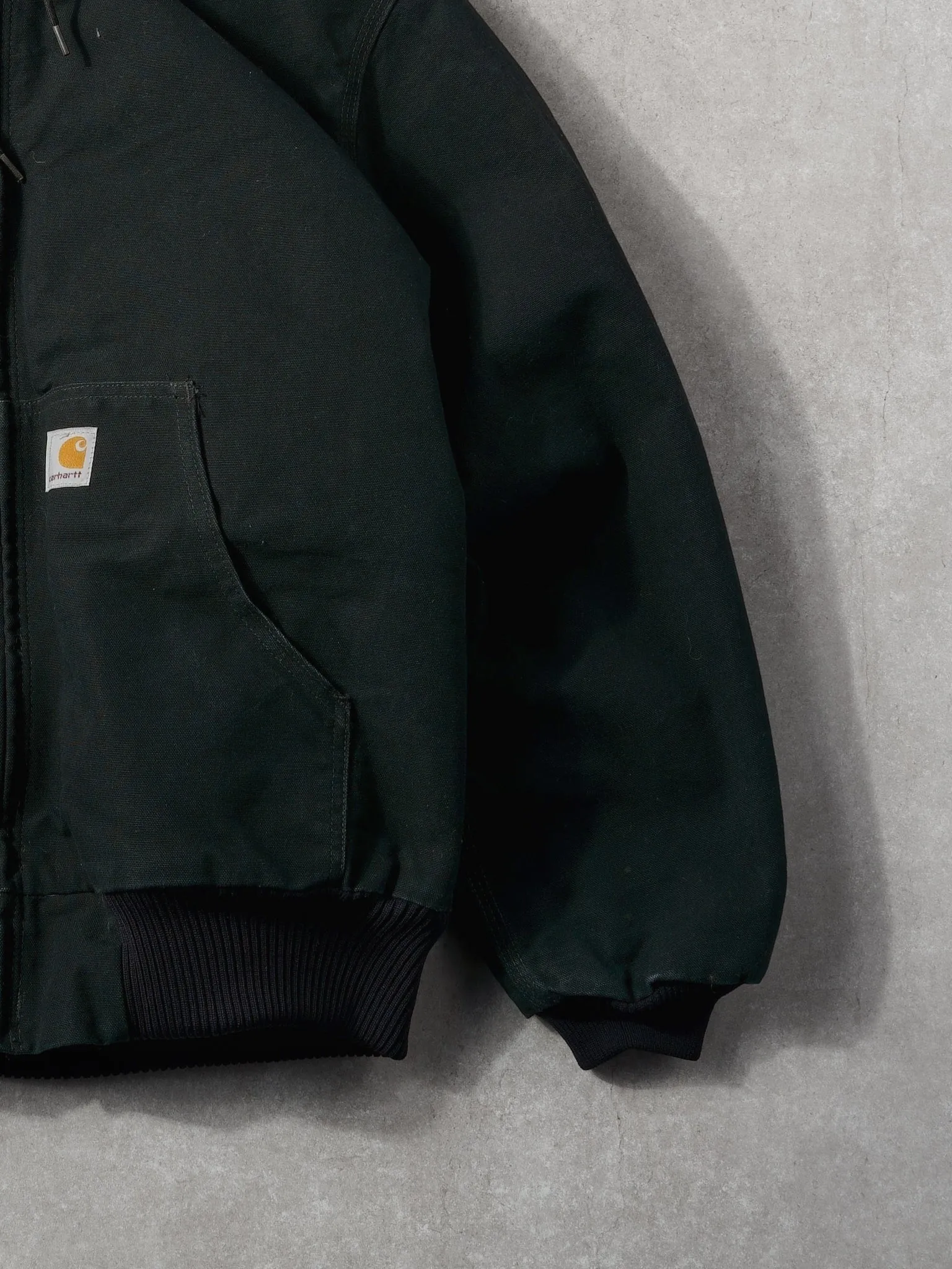 Vintage 90s Black Carhartt Hooded Lined Workwear Jacket (L) sold by Rebalance Vintage product image thumbnail 3