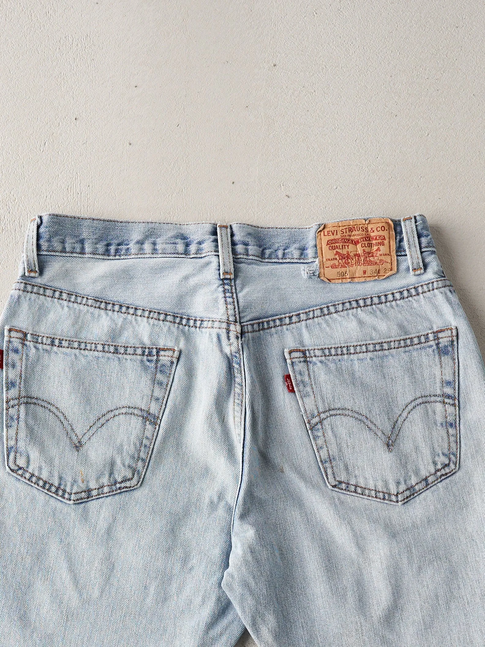 Vintage Y2K Light Wash Levis 505 Cutoff Denim Shorts (32x8) sold by Rebalance Vintage product image thumbnail 4