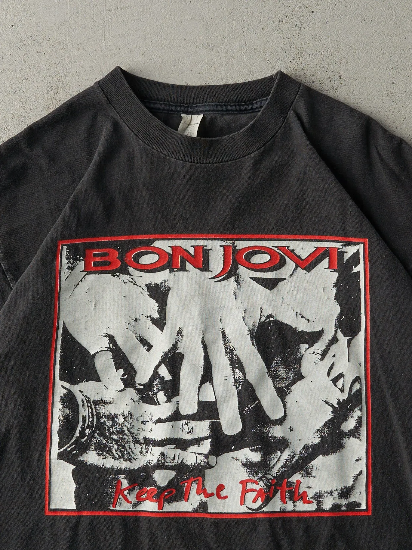 Vintage 92' Black Bon Jovi Keep The Faith Tee (M/L) sold by Rebalance Vintage product image thumbnail 3