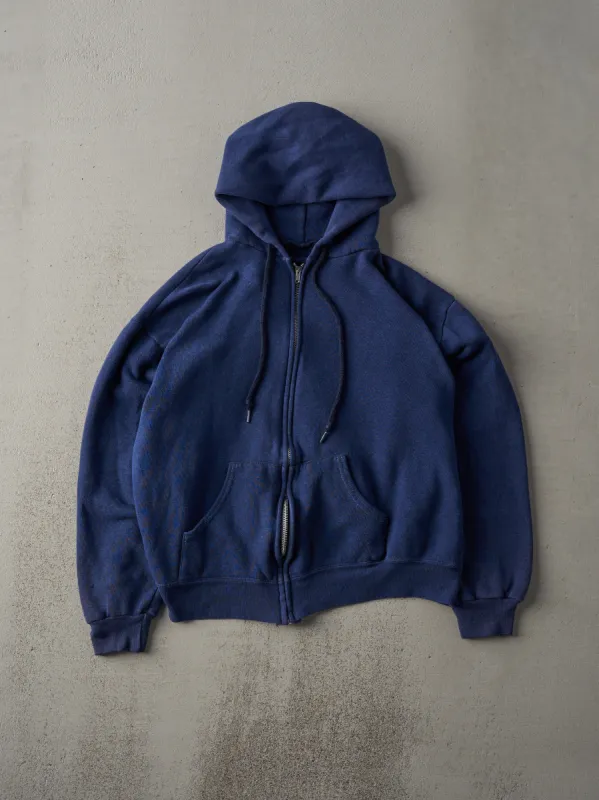 Vintage 80s Navy Blue Blank Zip Up Hoodie (M) sold by Rebalance Vintage