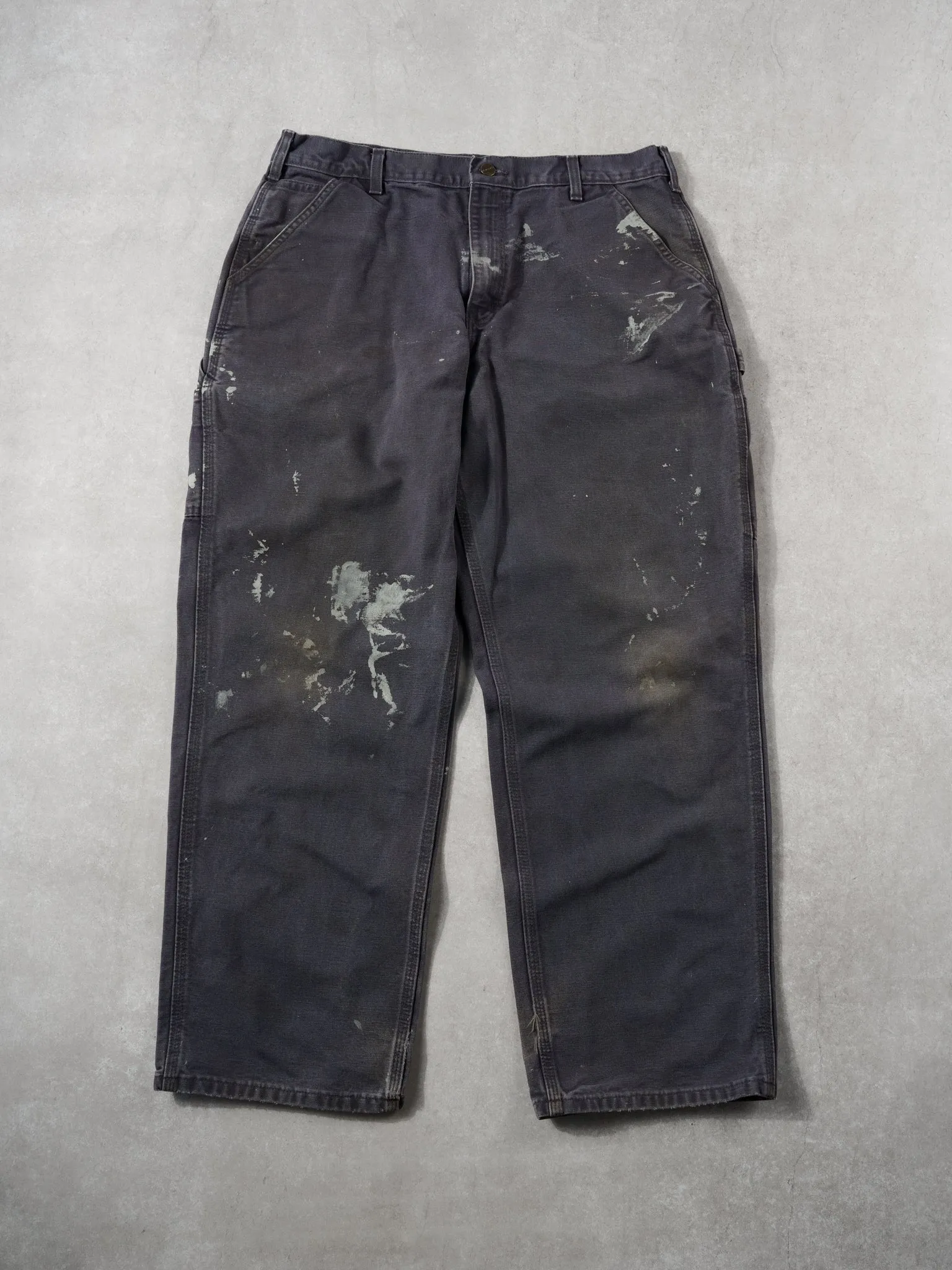 Vintage 90s Grey Carhartt Paint Splatter Carpenter Pants (34x29) sold by Rebalance Vintage
