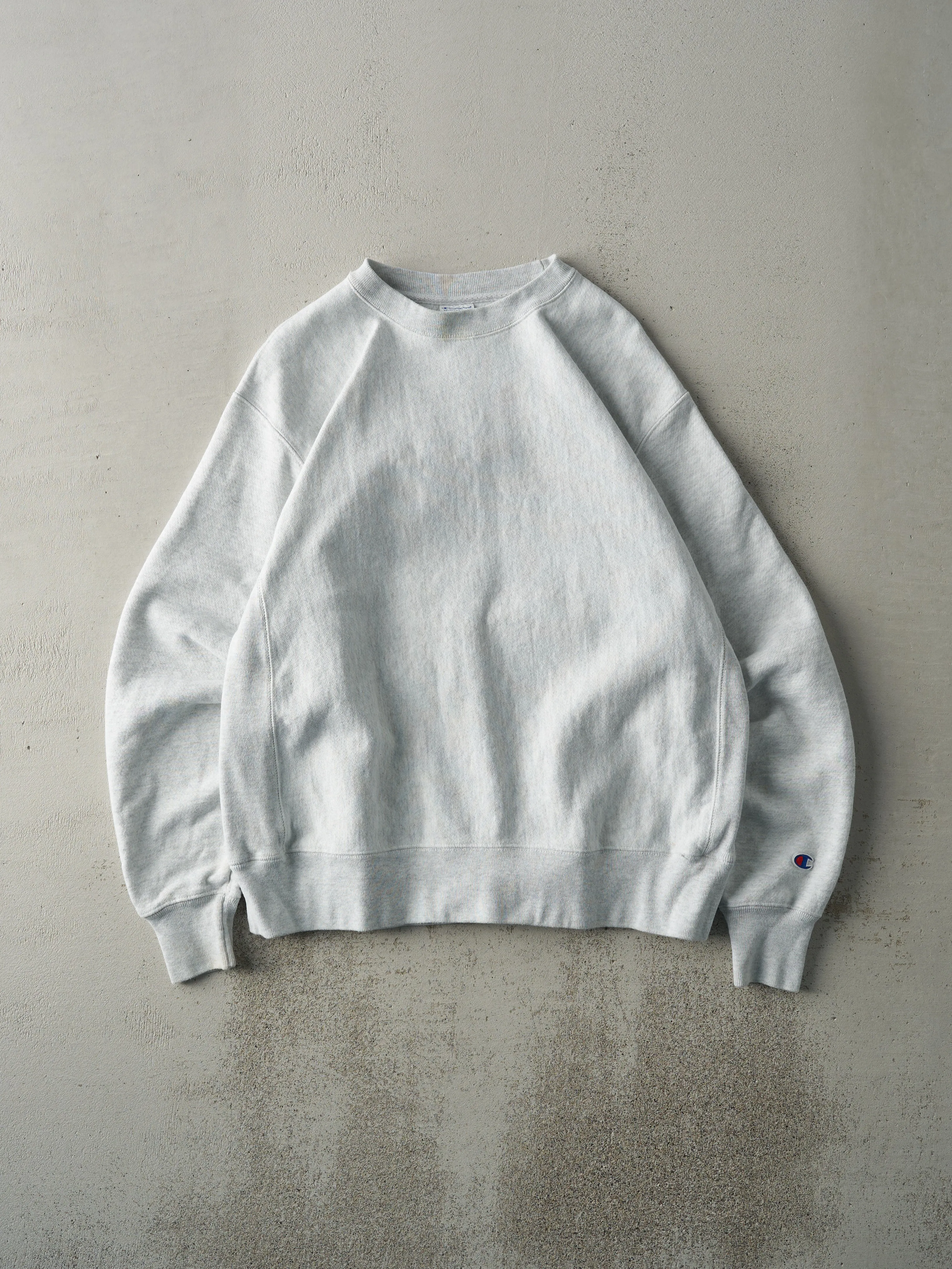 Vintage 90s Heather Grey Champion Reverse Weave Blank Crewneck (M) sold by Rebalance Vintage