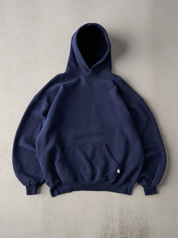 Vintage 90s Navy Russell Athletics Blank Boxy Hoodie (L) sold by Rebalance Vintage