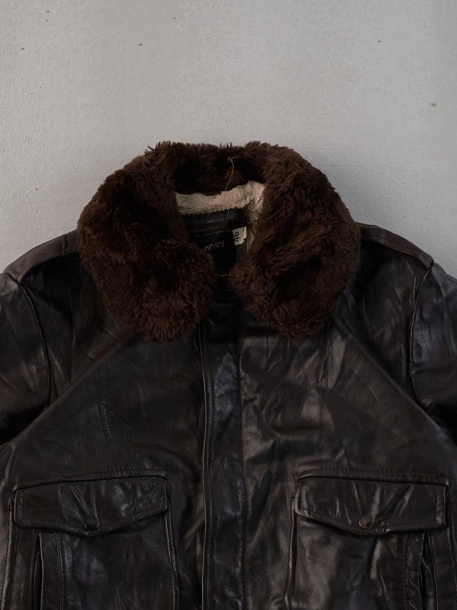 Vintage 70s Brown JC Penny Sherpa Flight Leather Jacket (M) sold by Rebalance Vintage product image thumbnail 2