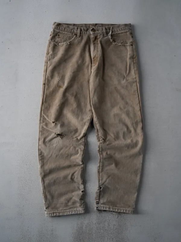Vintage 90s Washed Brown LL Bean Lined Jeans (34 x  30) sold by Rebalance Vintage