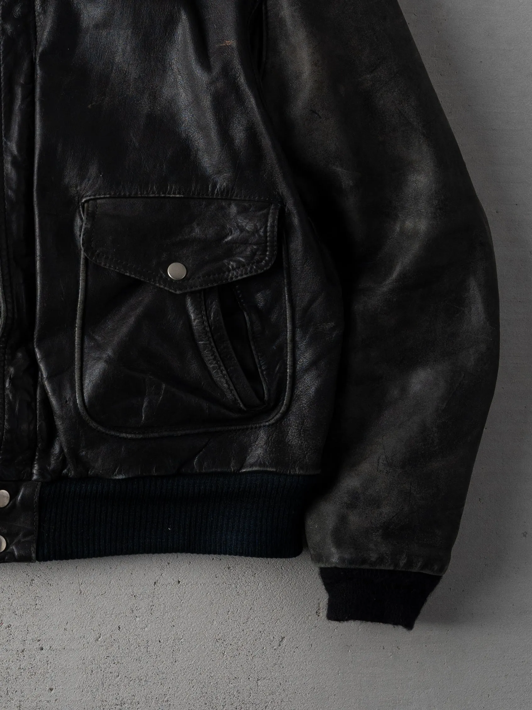 Vintage 80s Black Leather A2 Biker Jacket (M) sold by Rebalance Vintage product image thumbnail 3