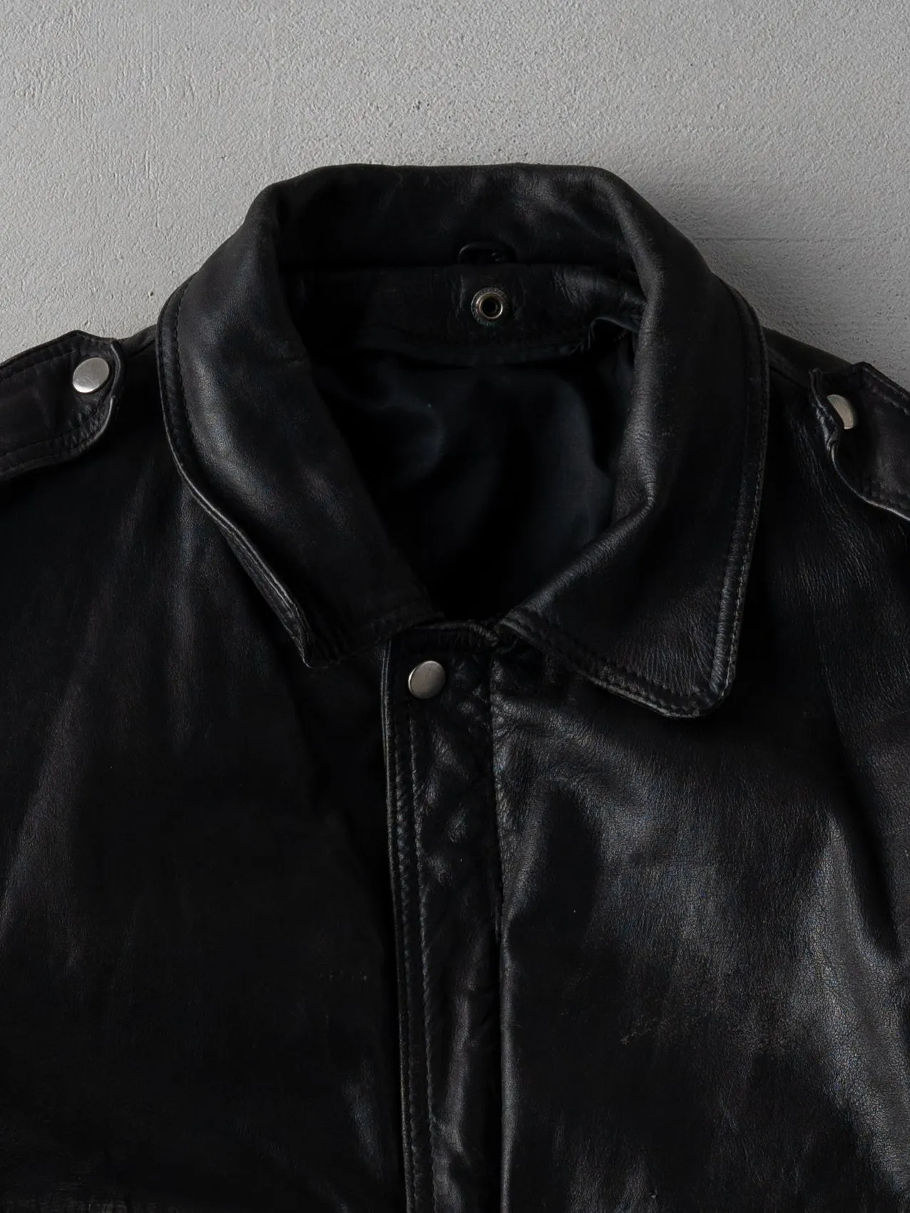 Vintage 80s Black Leather A2 Biker Jacket (M) sold by Rebalance Vintage product image thumbnail 2