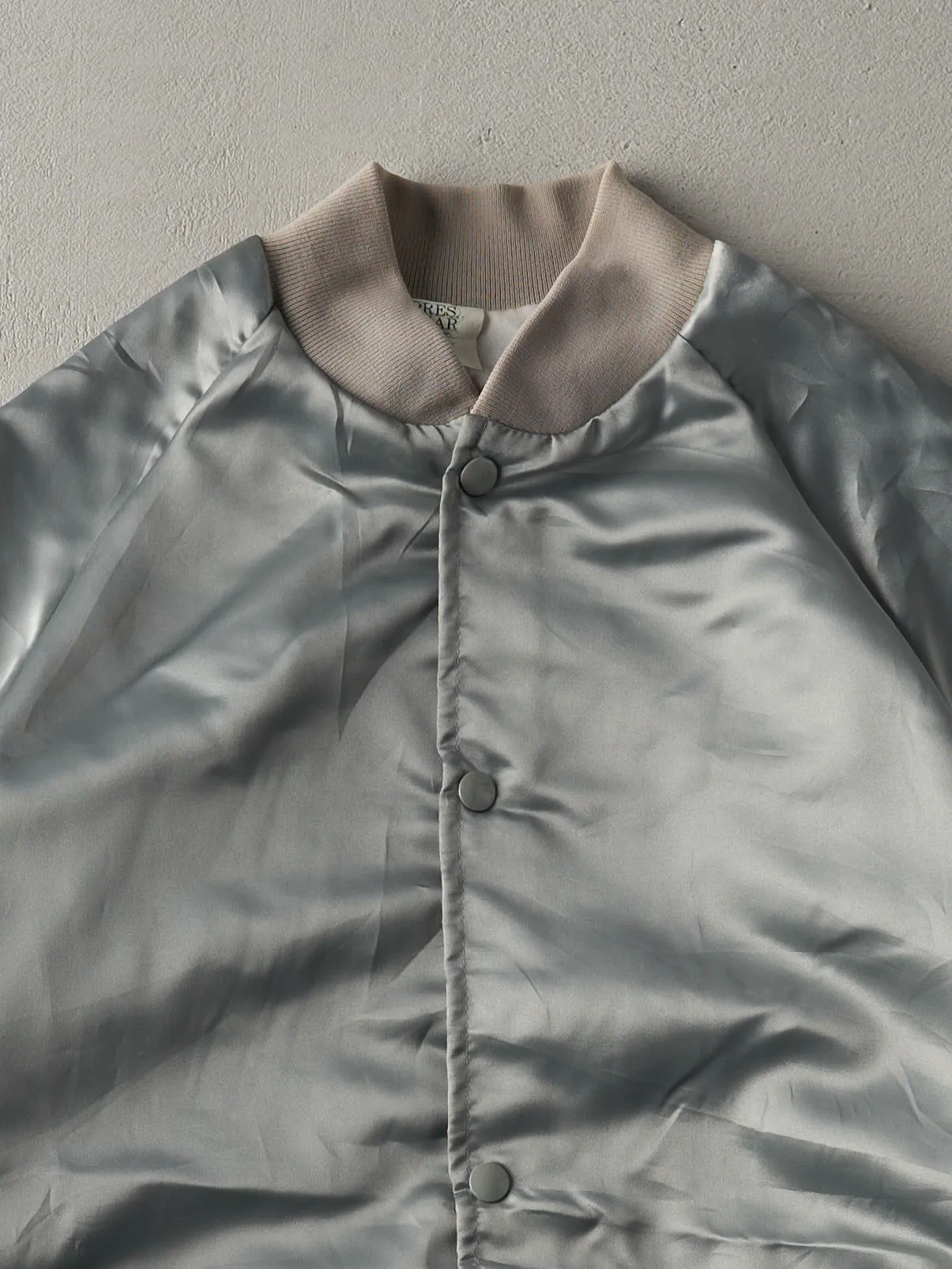 Vintage 70s Silver Upstate New York Thunderbird Club Satin Bomber (M) sold by Rebalance Vintage product image thumbnail 3