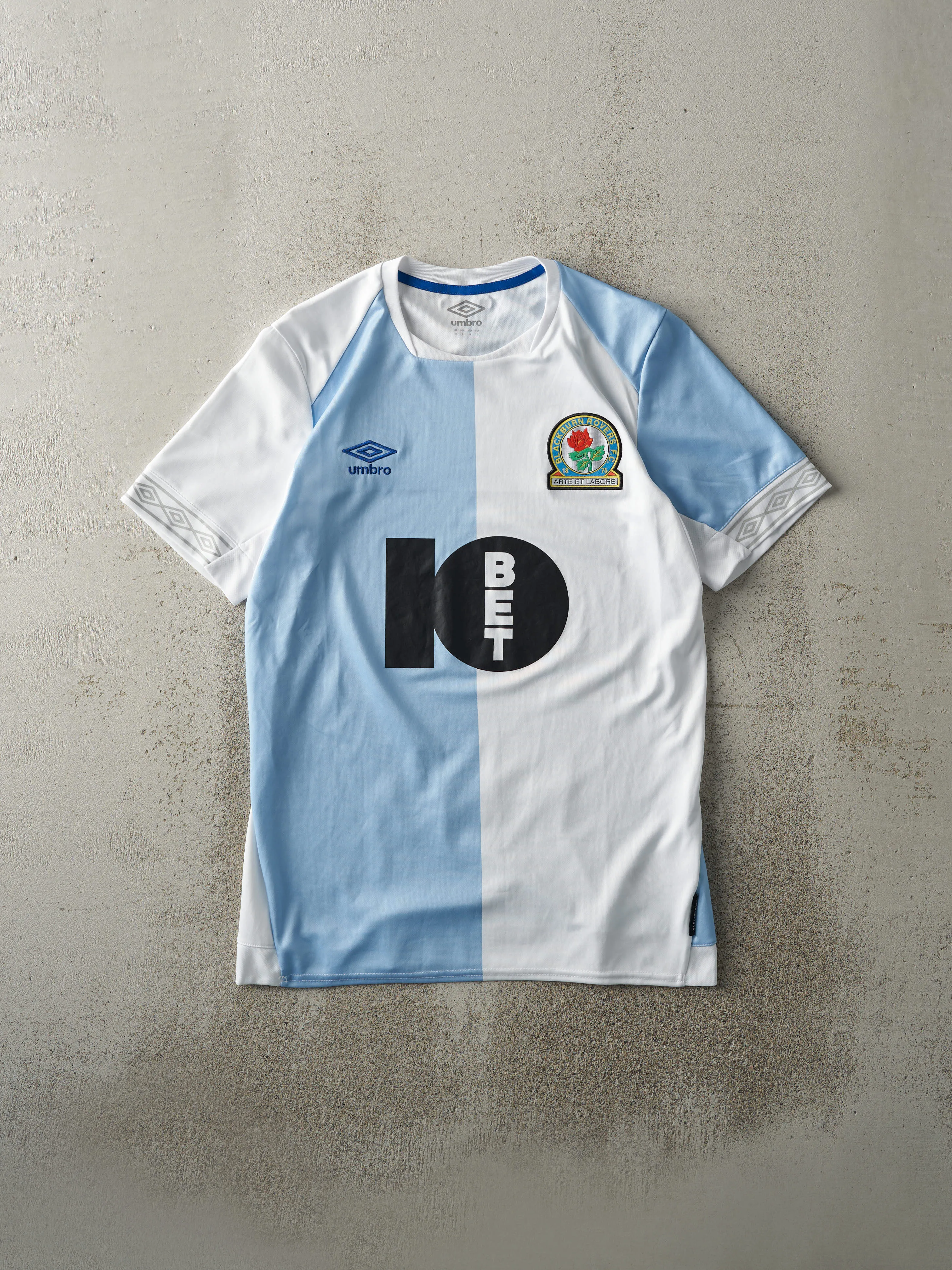 Vintage Y2K White & Blue Blackburn Rovers F.C. Soccer Jersey (S/M) sold by Rebalance Vintage