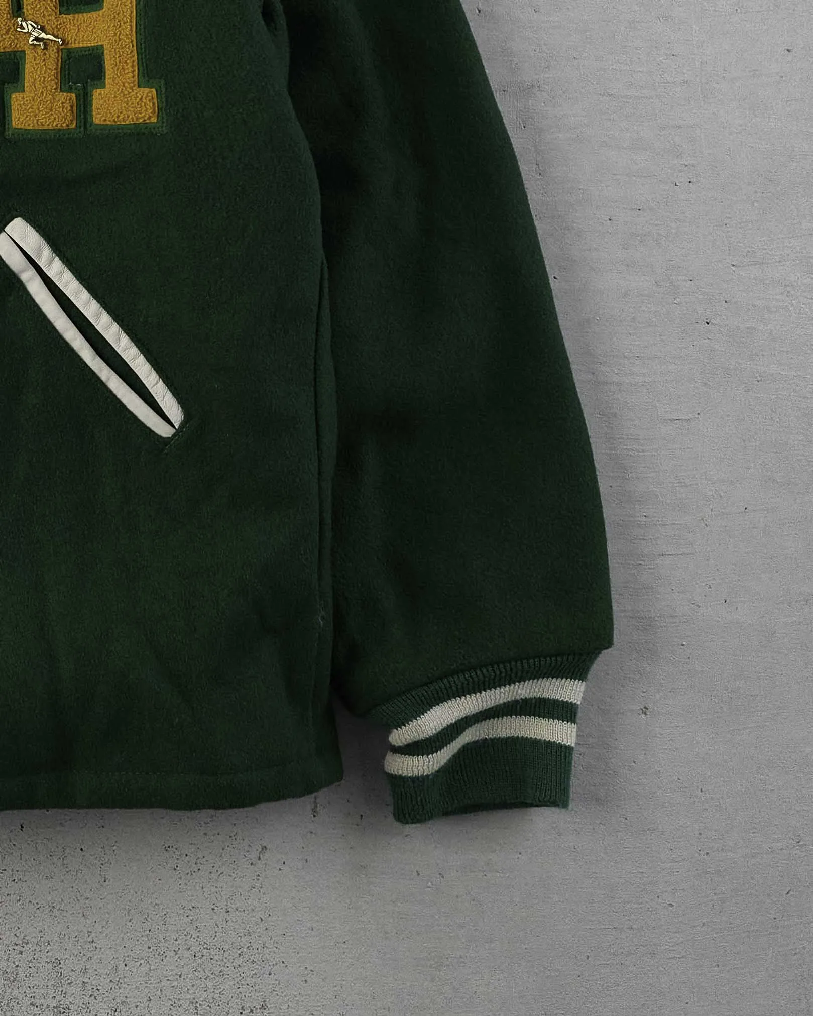 Vintage 80s Pine Green H&H Varsity Jacket (L) sold by Rebalance Vintage product image thumbnail 3