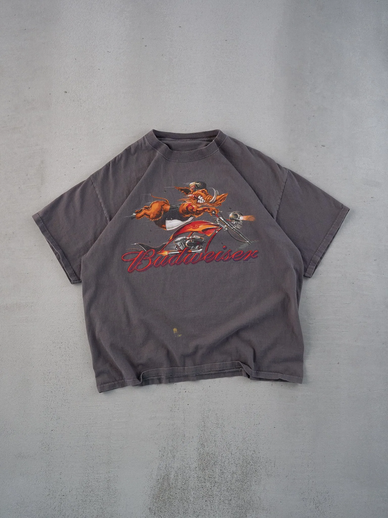 Vintage Y2k Grey Budwiser Hog Biker Graphic Tee (M) sold by Rebalance Vintage