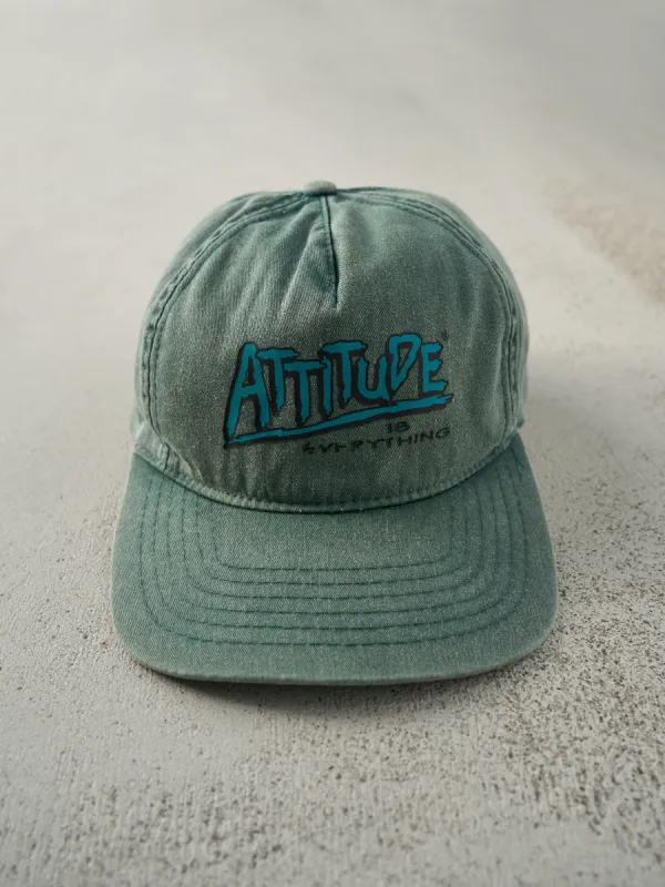 Vintage 90s Washed Green Attitude Is Everything Snapback Hat made by Rebalance Vintage