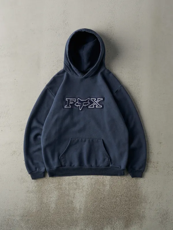 Vintage Y2K Navy Blue Embroidered Fox Racing Hoodie (M) sold by Rebalance Vintage