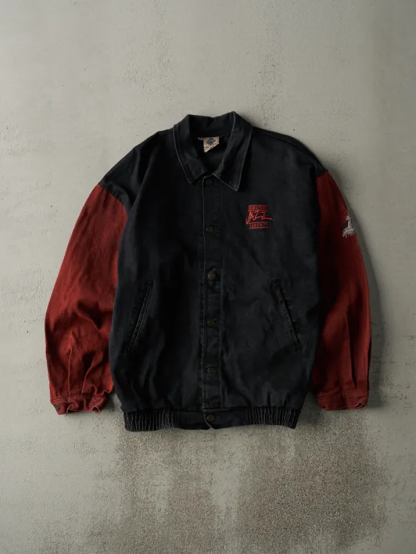 Vintage 90s Black & Red Embroidered Downtown Toronto Jazz Festival Denim Jacket (M) sold by Rebalance Vintage
