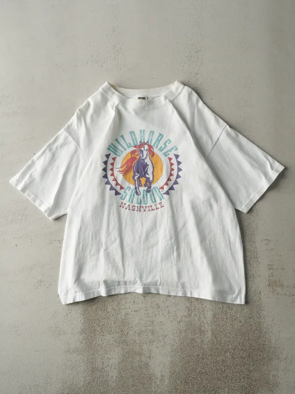 Vintage 90s White Wildhorse Saloon Tee (L) sold by Rebalance Vintage