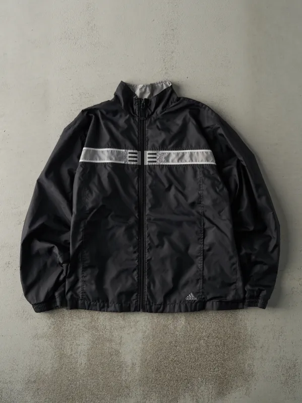 Vintage Y2K Black & Silver Reflective Adidas Windbreaker Jacket (S/M) sold by Rebalance Vintage