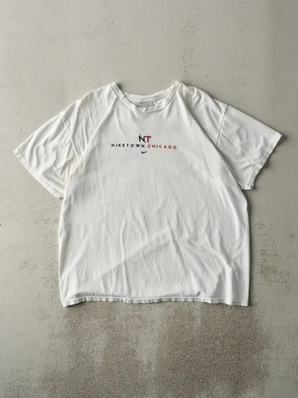Vintage Y2K White Niketown Chicago Embroidered Tee (L) sold by Rebalance Vintage