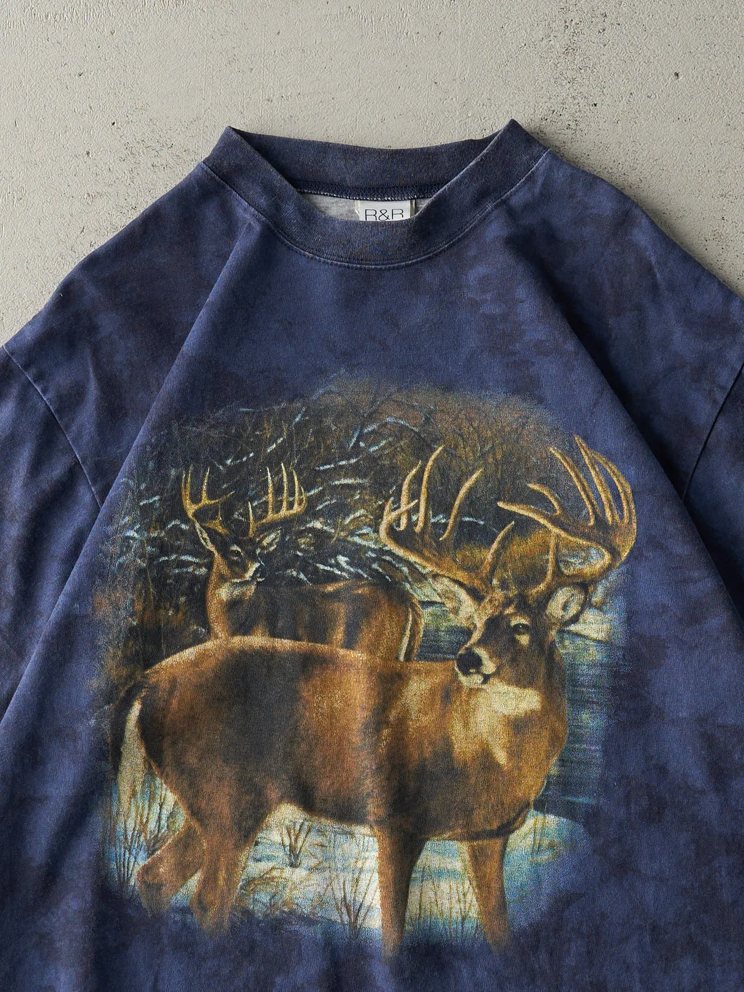 Vintage 90s Navy Blue Tie Dye Deer Tee (M/L) sold by Rebalance Vintage product image thumbnail 2