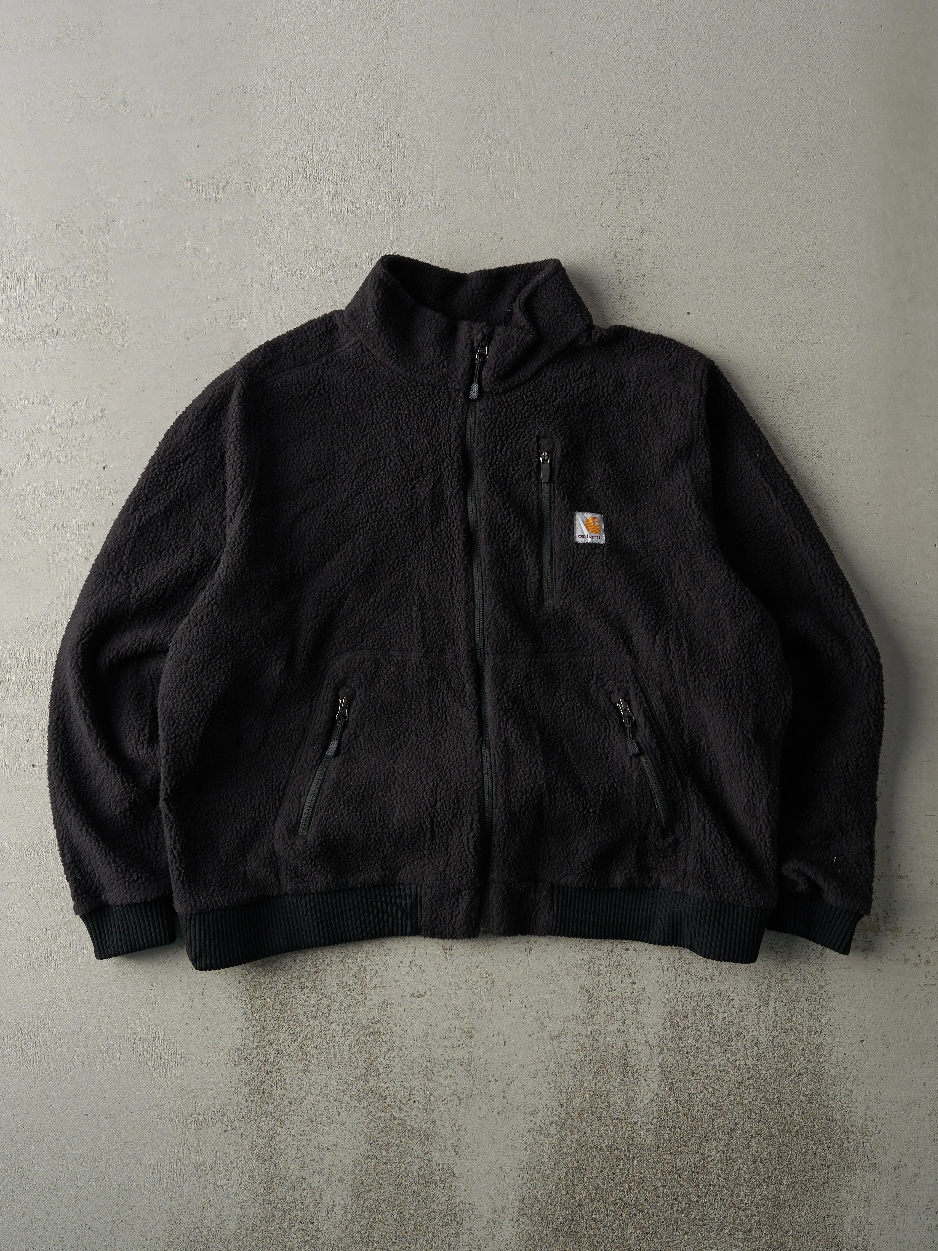 Vintage Y2K Black Carhartt Sherpa Zip Up Boxy Fleece (L) sold by Rebalance Vintage