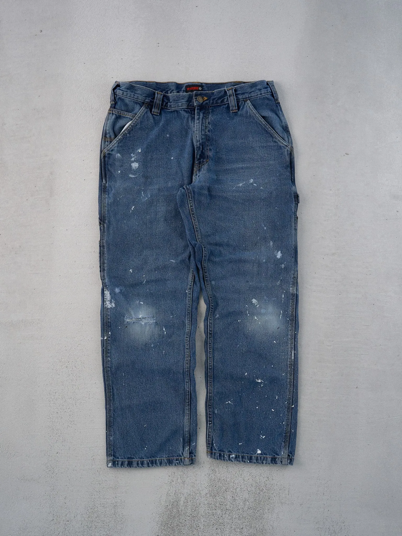 Vintage 90s Dark Blue Wolverine Workwear Carpenter Pants (34x29) sold by Rebalance Vintage