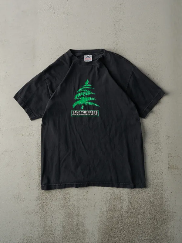 Vintage Y2K Black "Save the Trees" Parody Tee (S) sold by Rebalance Vintage