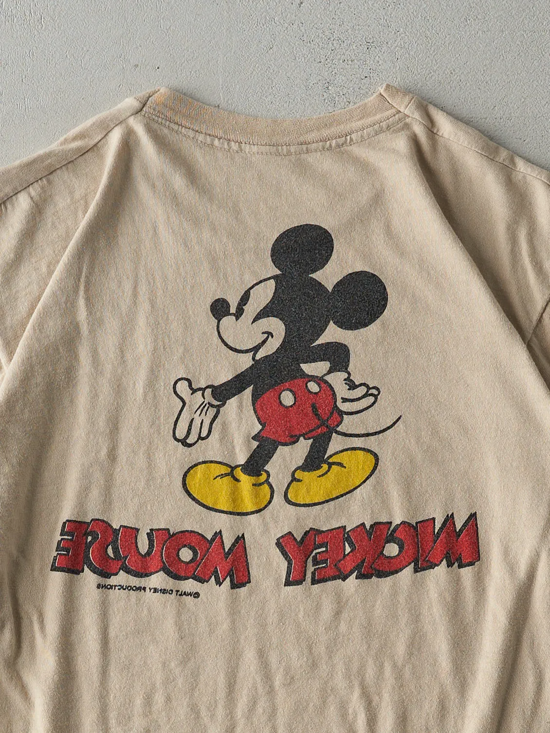 Vintage 80s Beige Mickey Mouse Double Sided Single Stitch Tee (S/M) sold by Rebalance Vintage product image thumbnail 4